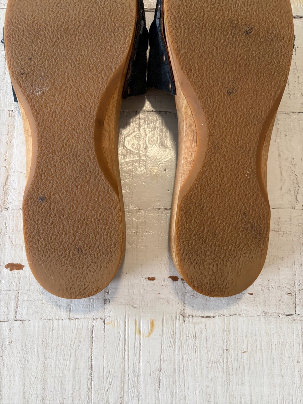 Sanita Clog Sandals EU size 40 US 8.5 9 Navy Blue Suede Slip On Wooden - Picture 11 of 15